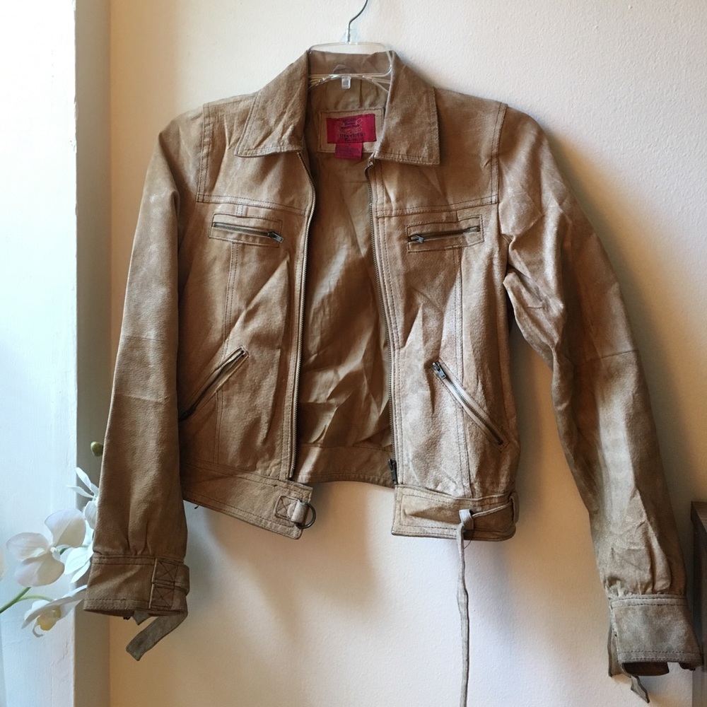 Vintage tan leather jacket sz small